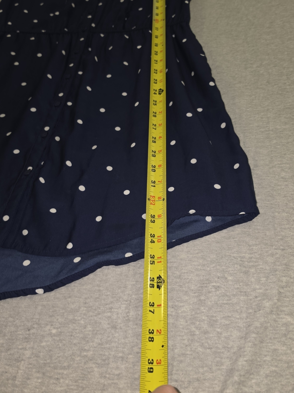 Classic Navy Polka Dot Button-Front Dress - Picture 5 of 6